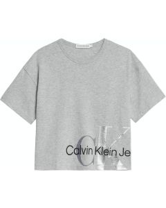 Calvin Klein Girls Grey Boxy Monogram T-shirt