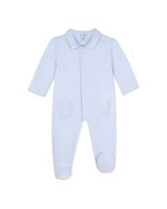 Absorba Baby Boy's Pale Blue Striped Collar Babygrow