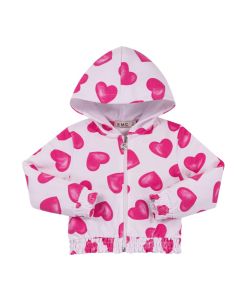 Everything Must Change White &amp; Pink Heart Zip-Up Hooded Jacket