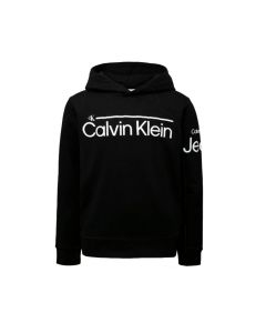 Calvin Klein Boys Black 'Institutional Lined' Logo Hoody