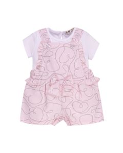 Everything Must Change Baby Pink Dungarees Set With Love heart Design