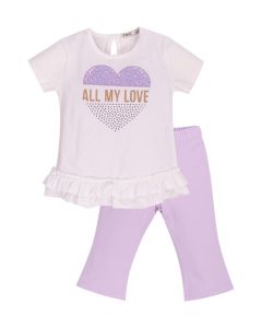 Everything Must Change White Ruffle T-shirt And Lilac Legging Set