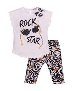 Everything Must Change White Top And Black &#039;Rock Star&#039; Legging Set