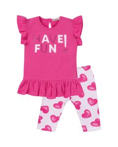 Everything Must Change Bright Pink T-shirt And Love Heart Legging Set