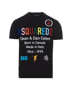 DSQUARED2 Bright Coloured Logo Black T-shirt