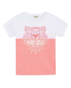 Kenzo Kids Girls Pink and White Iconic Tiger T-Shirt