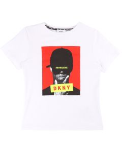 DKNY Boys White Cotton #NYMADEME T-Shirt