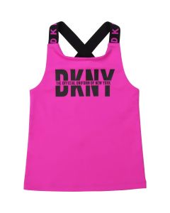 DKNY Pink & Black Logo Vest Top