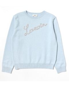 Lanvin Girls Pale Blue Knitted Diamanté & Pearl Sweater