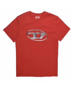 Diesel Red T-shirt With Large Metallic Logo