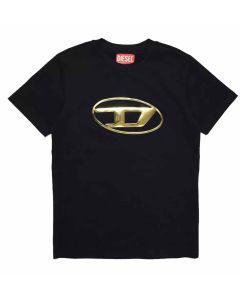 Diesel Black T-shirt With Gold Metallic Logo