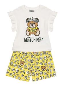 Moschino Kid-Teen Yellow Logo Daisy Shorts Set