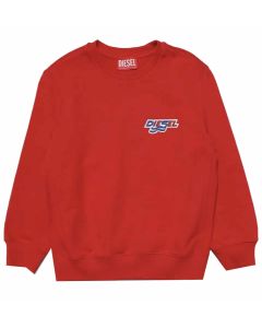 Diesel Red Sweatshirt With Wavy Diesel Patch Logo