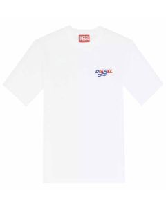Diesel White T-shirt With Wavy Diesel Patch Logo