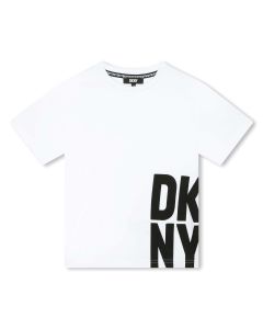 Dkny Boys White Short-Sleeved T-Shirt With Logo Print