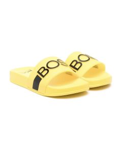 BOSS Kidswear Boys Yellow Logo Sliders
