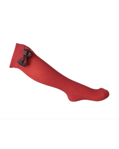 Daga Girls Red Knee High Socks with Tartan Bows