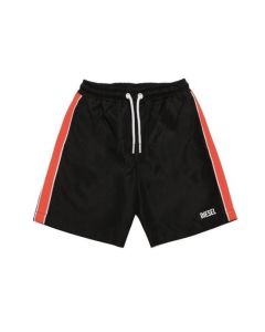 Diesel Black and Orange Logo Shorts