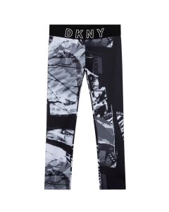 DKNY Girls Black & White Print Leggings