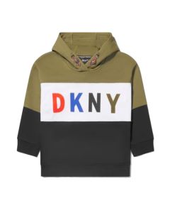 DKNY Boys Dark Khaki Hooded Jumper