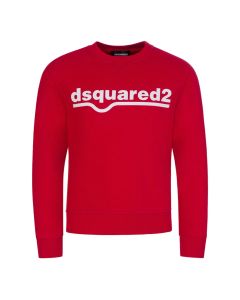 DSQUARED2 Red Large Printed Logo With Line Sweater