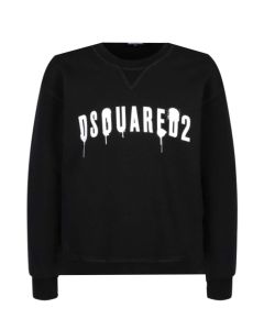 DSQUARED2 Black With White 'Spray Paint' Printed Logo Sweatshirt