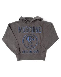 Moschino Kid-Teen Boys Grey Milano Cotton Hooded Sweatshirt