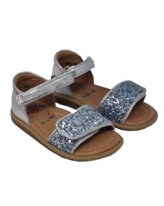Shoo Pom Girls Silver "Scratch" Sandals With Sequines On Front Strap