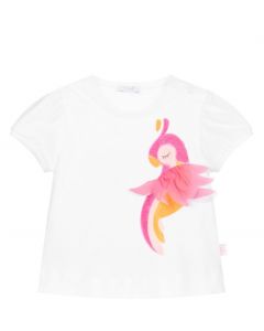Il Gufo Girls White Parrot T-Shirt