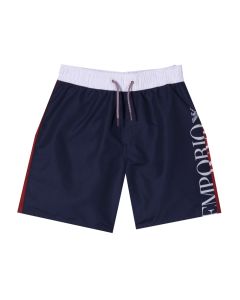 Emporio Armani Red &amp; Navy Blue Boys Swim Shorts