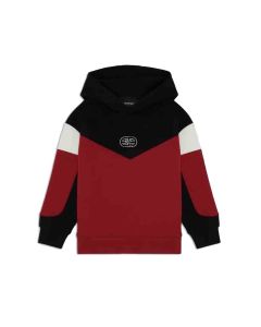 Emporio Armani Boys Colour Block Red And Navy Hooded Jumper