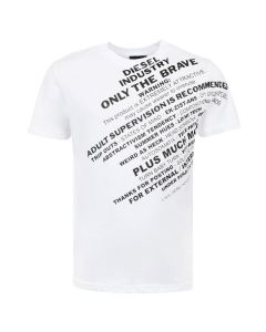 Diesel White and Text Logo Print T-Shirt