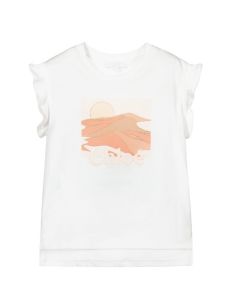Chloé White Dune Print Ruffle T-Shirt
