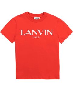 Lanvin Boys Red Cotton White Logo T-Shirt