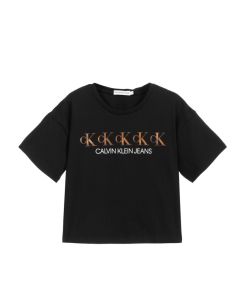 Calvin Klein Jeans Girls Black Logo Boxy T-Shirt