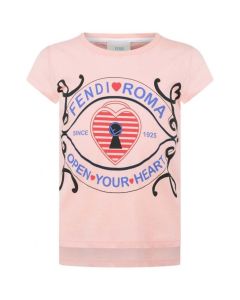 FENDI Pink  Cotton Open Your Heart T-Shirt