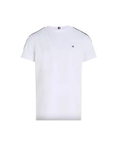 Tommy Hilfiger Boys White T-Shirt With Tape Logo Sleeve
