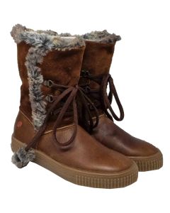 Gbb Girls Brown "Noustik" Leather And Suede Boots With Furry Inner