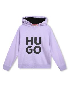 HUGO Kids Lilac Cotton Logo Hoodie