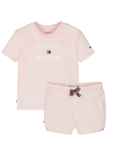 Tommy Hilfiger SS24 Baby Girls Pale Pink Cotton Shorts Set