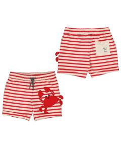 Mayoral Little Boys Shorts With Red Striped Pattern And Crab Applique Design