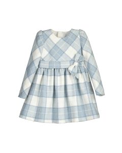 Mayoral Girls Blue Checked Dress With Bow