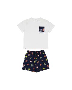 Mayoral Boys White T-Shirt And Shorts With All Over Ice Cream Print Pyjamas