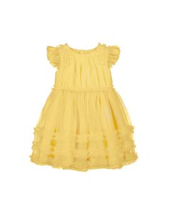 Mayoral Girls Lemon Yellow Tulle Dress With Ruffles