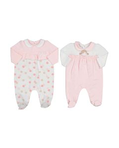 Mayoral Baby Rose Pink Two Pack Of Babygrows With Little Girl Motif