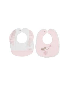 Mayoral Baby Rose Pink Two Pack Of Bibs With Little Girl Motif