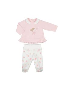 Mayoral Baby Rose Pink Long Sleeve Top And Leg Warmer Set With Little Girl Motif
