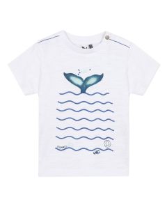 3Pommes White Cotton Whale Tail  T-Shirt