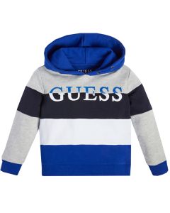 Guess Older Boys Blue, Black And White Striped Hoody