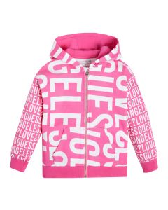 Guess Girls Pink Repeat Logo Zip Up Jacket
